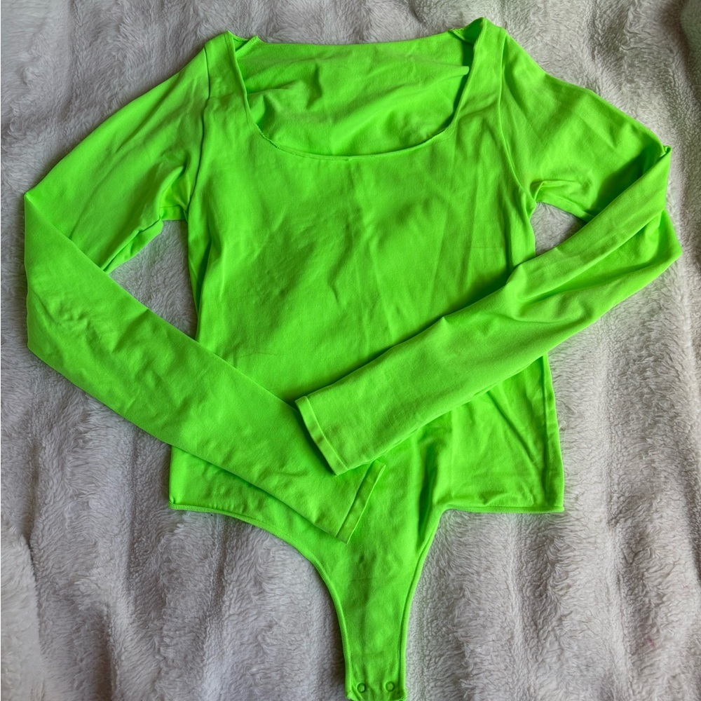 SKIMS Neon Green Long Sleeve Bodysuit